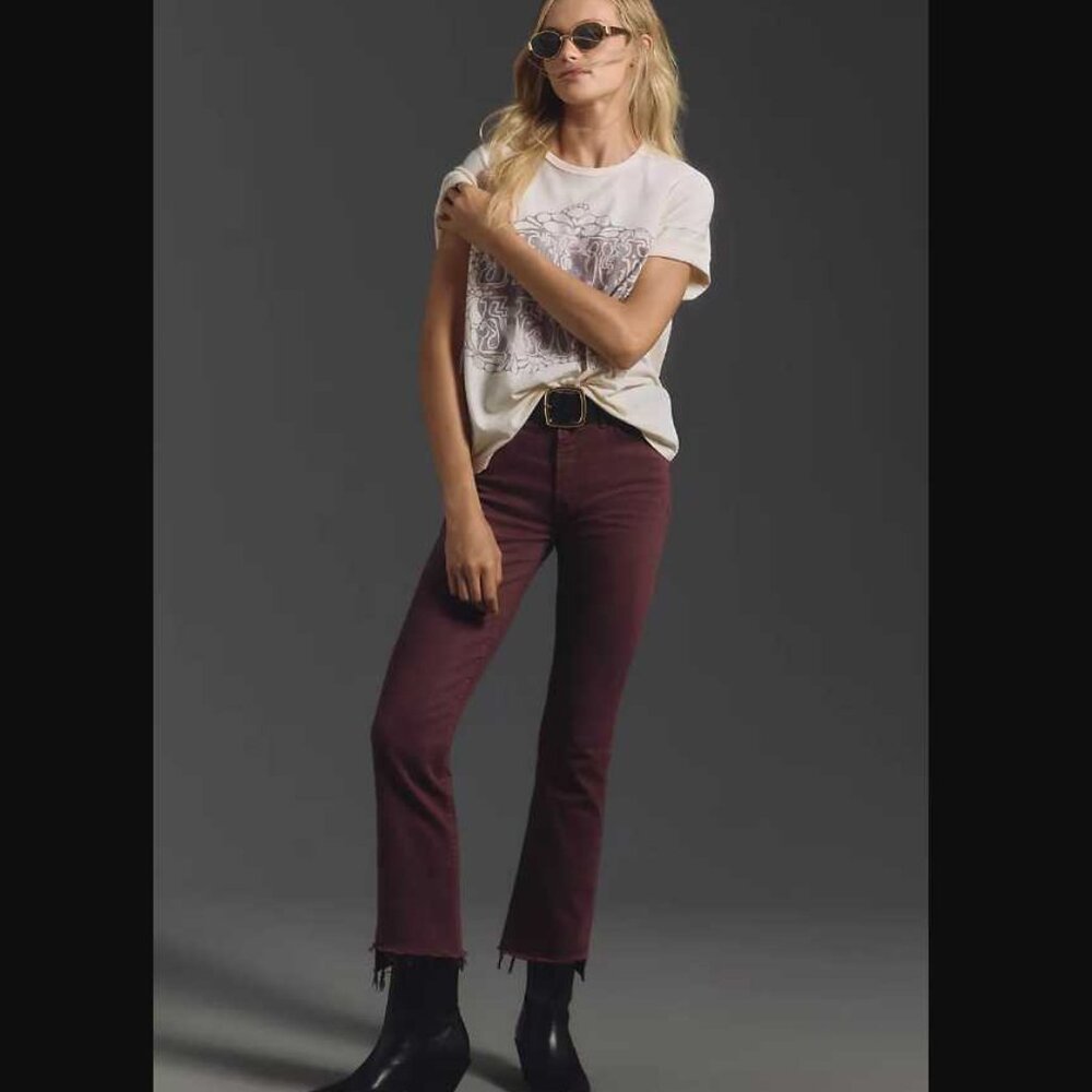 New 33 Mother x Anthropologie The Insider crop step fray jeans in Mauve Wine